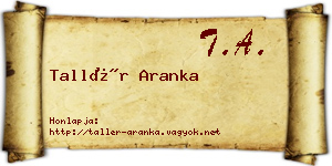 Tallér Aranka névjegykártya
